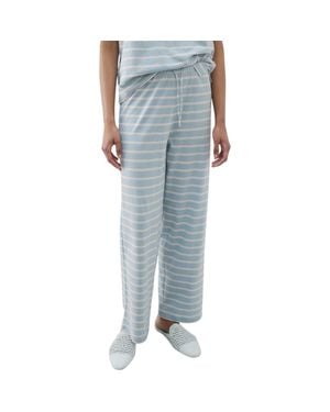 Mango Stripe Cotton Pajama Pants - Blue