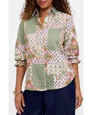 Foxcroft Olivia Patchwork Print Button-Up Shirt - Multicolor
