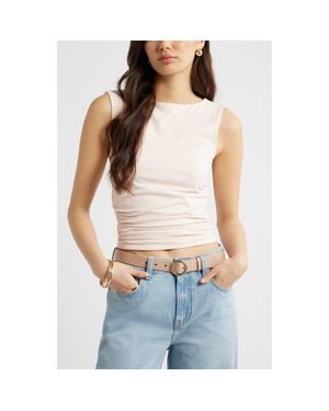 Open Edit Boat Neck Sleeveless Top - Blue