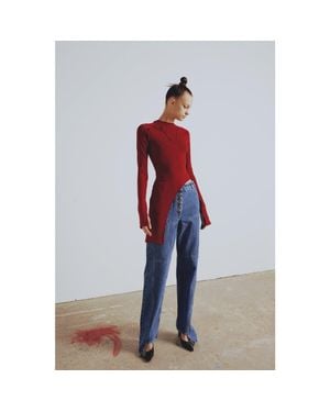 Pcfg Your *Itch 2 Tones Rib Long Sleeve Top - White