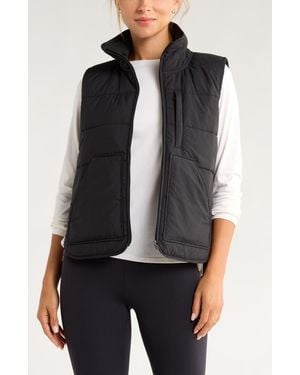 Zella Packable Quilted Zip-Front Vest - Black