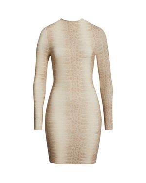 Naked Wardrobe Leopard Print Long Sleeve Body-Con Minidress - Natural