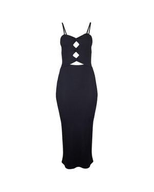 Lezat Heidi Cutout Detail Ribbed Maxi Dress - Blue