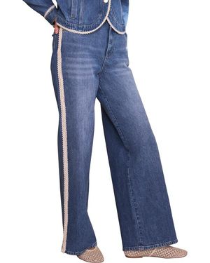 Mint Velvet Lace Trim Straight Jeans - Blue