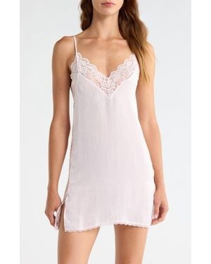 In Bloom Maxine Lace Trim Satin Chemise - Pink
