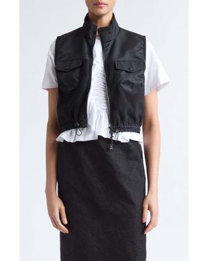 Cecilie Bahnsen Caspen Mixed Media Crop Fleece Vest - Black