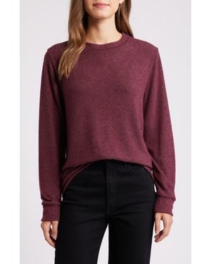 Loveappella Crewneck Brushed Jersey Top - Red