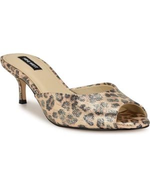 Nine West Luvlie Kitten Heel Slide Sandal - Metallic