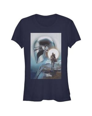 Star Wars: The Mandalorian Junior's Star Wars The Mandalorian And Grogu Din Djarin And The Child Poster Graphic T-Shirt - Blue