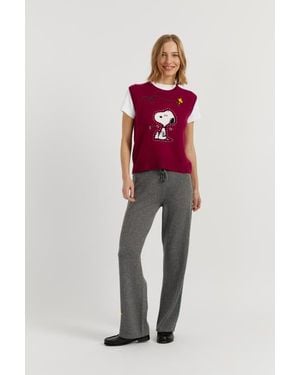 Chinti & Parker Wool-Cashmere Snoopy Tank - Red