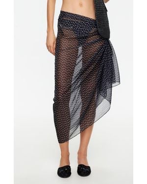 Lioness Wavelength Sheer Cover-Up Wrap Skirt - Black
