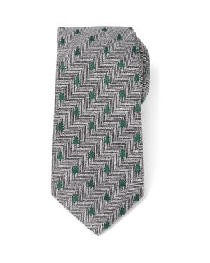 Cufflinks Inc. Holiday Tree Silk & Linen Blend Herringbone Tie - Gray
