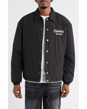 Criminal Damage Albany Embroidered Coach's Jacket - Black