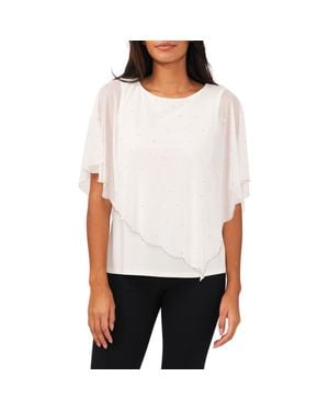 Chaus Rhinestone Overlay Top - White