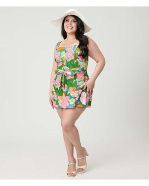 Smak Parlour Plus Size 1960S Sweet & Sassy Skirted Romper - Green