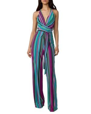 Diane von Furstenberg Daphne Stripe Racerback Jumpsuit - Blue