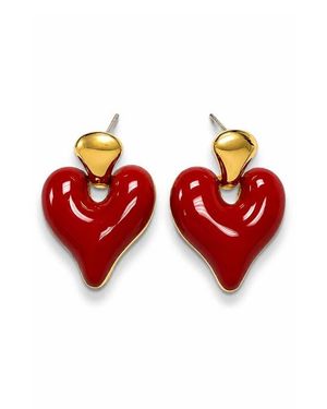 LA MENO Puffy Heart Drop Earrings - Red