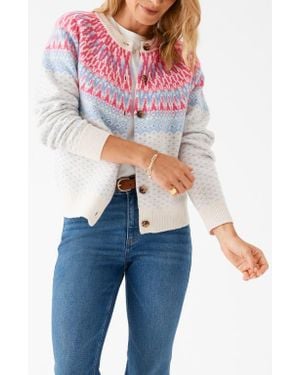 Vineyard Vines Fair Isle Merino Wool Blend Cardigan - Blue