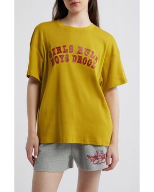 Boys Lie Girls Rule Boys Drool Graphic T-Shirt - Yellow
