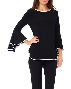 Chaus Tipped Bell Sleeve Top - Black