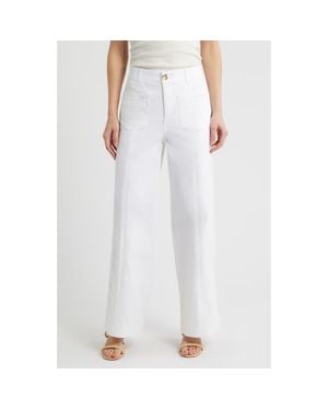 Wit & Wisdom Skyrise Patch Pocket Wide Leg Pants - White