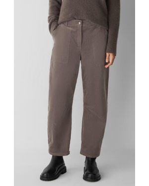 Eileen Fisher Barrel Leg Stretch Organic Cotton Ankle Pants - Gray