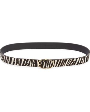 Nordstrom Hallie Zebra Stripe Genuine Calf Hair & Leather Belt - Black