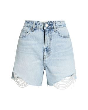 Reformation Saige High Waist Raw Hem Denim Cutoff Shorts - Blue