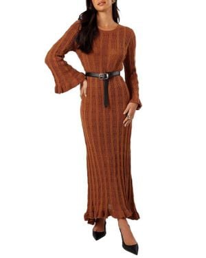 Petal & Pup Colter Rib Long Sleeve Maxi Sweater Dress - Multicolor