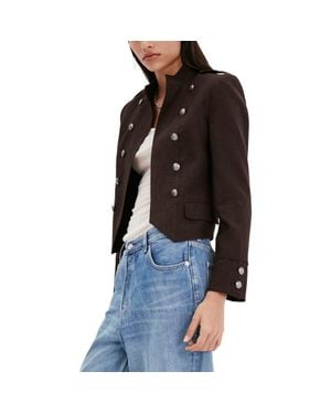 Mango Military Linen Jacket - Black