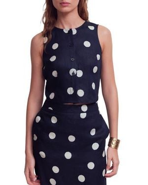 Boden Andrea Linen Sleeveless Button-Up Shirt - Blue