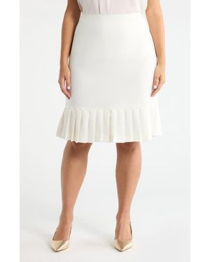 Kasper Pleated Hem Pencil Skirt - White