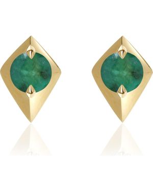 VALANI ATELIER Elegance Emerald Geometric Stud Earrings - Green