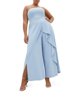 City Chic Attract Strapless Jumpsuit - Blue