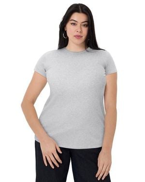 June + Vie Ribbed Crewneck Top - Gray