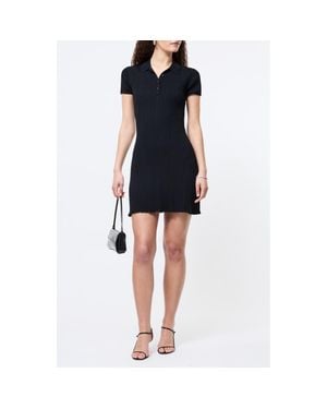 French Connection Crinkle Knit Polo Minidress - Blue