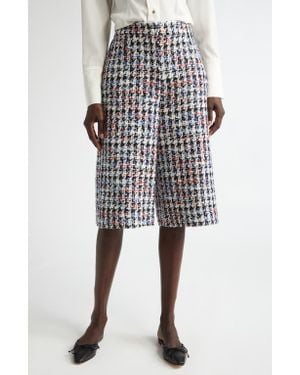 St. John Americana Houndstooth Eyelash Tweed Shorts - Black