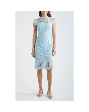 eliza j illusion neck embroidered lace midi dress THML Denim Embroidery Trim Top – Cummings Carousel main image 0