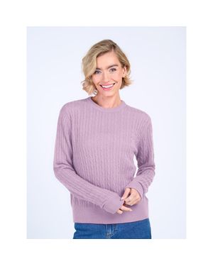Kettlewell Cable Cashmere Blend Crew Neck Sweater - Purple