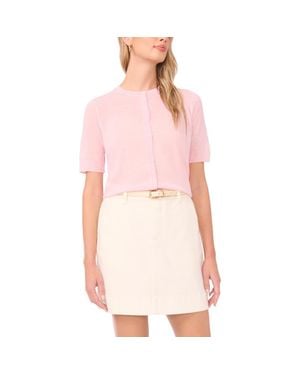 Vince Camuto Sheer Short Sleeve Cardigan - Pink