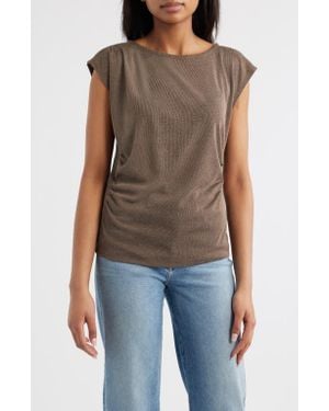 Wit & Wisdom Cap Sleeve Ruched Top - Blue