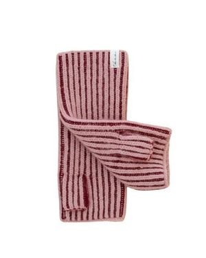 TBCo Cashmere & Merino Ribbed Two-Tone Wrist Warmers - Red
