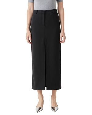Grey Lab Front Slit Mid Rise Maxi Skirt - Black