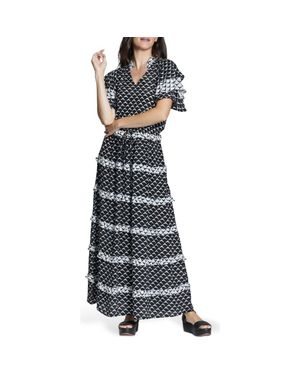 Apny Tiered Ruffle Maxi Dress - Blue