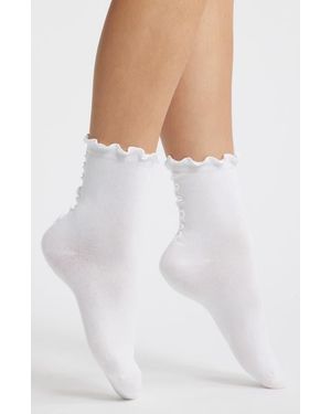 UGG Karsyn Ii Lettuce Edge Quarter Socks - White