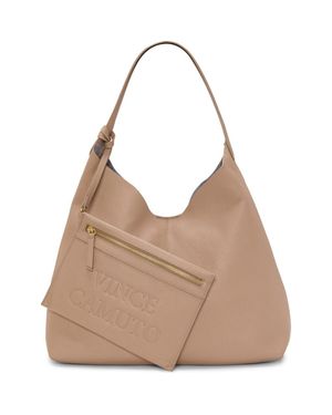 Vince Camuto Jenna Pebble Leather Hobo Bag - Brown