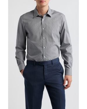 Daniel Hechter Modern Fit Micropattern Cotton Dress Shirt - Gray
