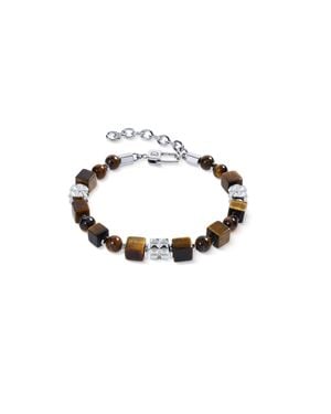 COEUR DE LION Tiger Eye Cube And Bead Bracelet With Stainless Steel Spikes Cubes - Metallic