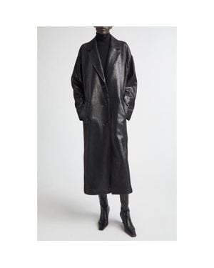 Stand Studio Oceana Reptile Embossed Faux Leather Coat - Black