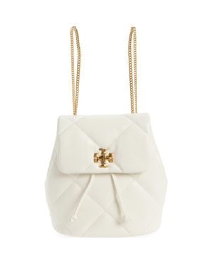 Tory Burch Small Kira Diamond Quilted Leather Backpack - White